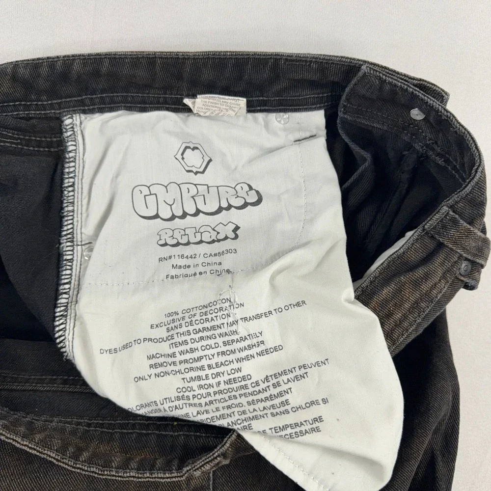 Y2K‎ Empyre Relax Fit Jeans Brown Tint Acid Wash Streetwear Men 34x30
